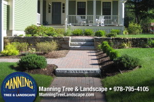 Walkway, Granit Steps, Planting & Stone Wall
