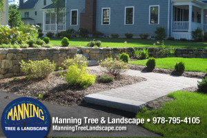 Curved Walkway, Planting & Stone Wall