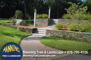 Walkway, Stone Wall & Granit Steps 